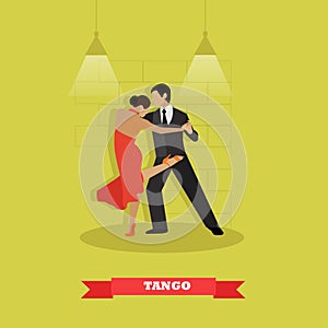 Couple dance tango concept vector poster. Man and woman dancing on a stage photo