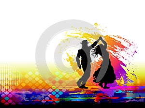 Couple of dancers, dancing salsa nightclub country dance