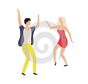 Couple Dancing in Club, Partying Man and Woman