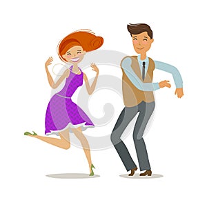 Couple dancing. Dance party concept. Cartoon vector illustration
