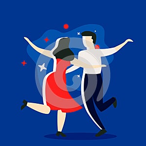 Couple dancing. Dance party concept. Cartoon vector illustration