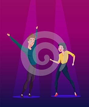 Couple dancing at nightclub vector illustration