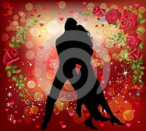 Couple dancing in a romantic background