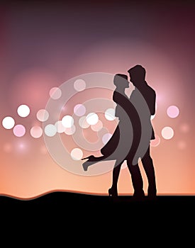 Couple Dancing Silhouette Illustration