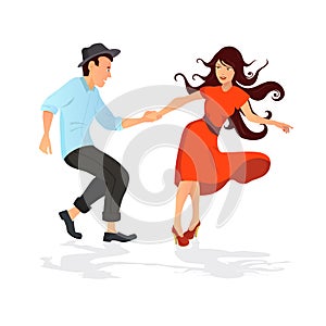 Couple dancing swing, rock or lindy hop.