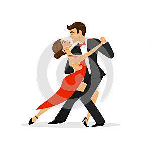 Couple dancing tango isolated