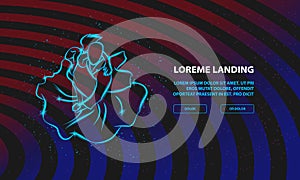 Couple dancing tango. Vector Dance Background for Landing Page Template.