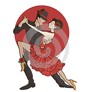 Couple dancing tango.