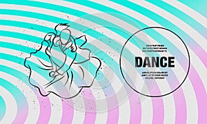 Couple dancing tango. Vector outline Dance illustration.