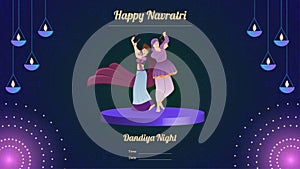 Couple dandiya night banner vector, Happy Navratri