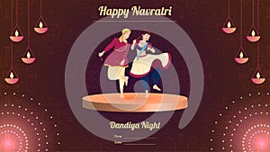 Couple dandiya night banner vector, Happy Navratri