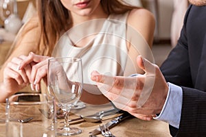 Couple dating on a dinner