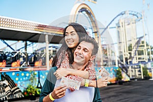 Couple Dating Fun Park Enjoyment Amusement Concept photo