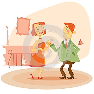 Couple dating vector illustration