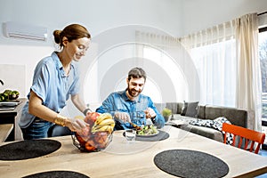 Couple during the dinning time at home