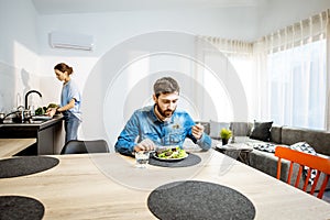 Couple during the dinning time at home