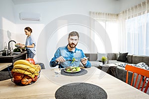 Couple during the dinning time at home