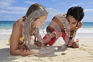 Couple discover a small crab