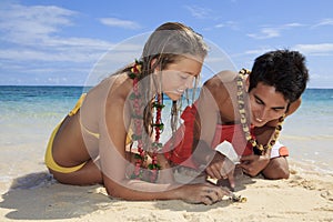 Couple discover a small crab