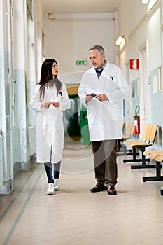 Couple of doctors talking at the hospital