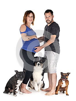 Couple and dogs