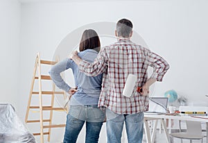 Couple doing a home makeover