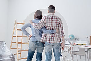 Couple doing a home makeover