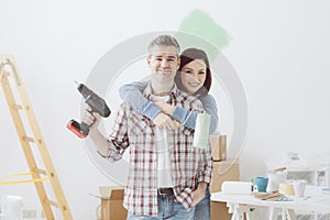 Couple doing home renovations