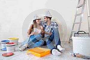 Couple doing home renovations