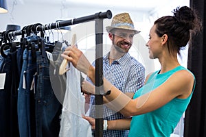 Couple doing shopping at clothes store