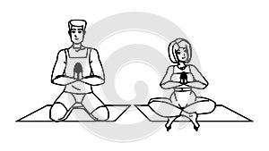 couple doing yoga vector