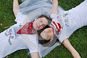 Couple dreaming on the grass