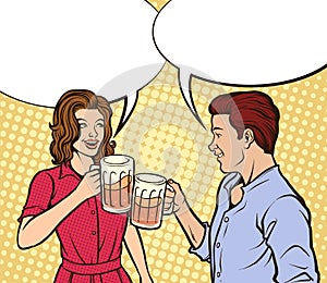 Couple drinking beer photo