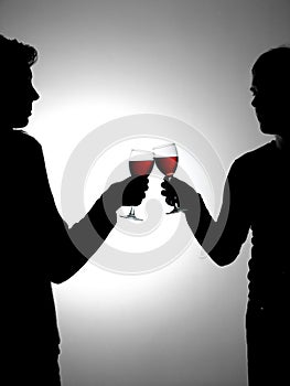 Couple drinking vine