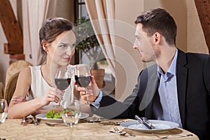 Couple drinking vine