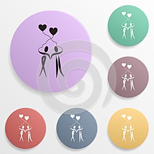 Couple drinks a cocktail badge color set icon. Simple glyph, flat vector of valentine\'s day- wedding icons for ui and ux, website