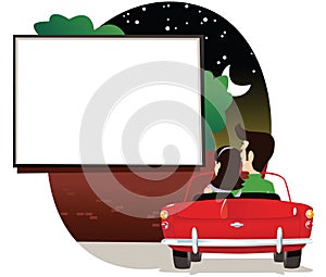 Couple at drive in cinema photo