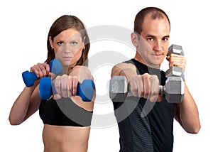 Couple with dumbells and attitude photo