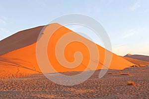 Couple dune 45 panorama Sossusvlei sunset, Namibia