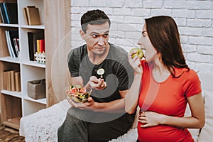 Couple is Eating and Drinking on Couch