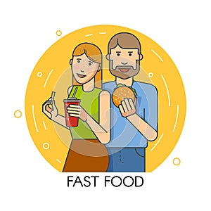 Couple eating fast food