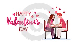 Couple eating spaghetti together happy valentines day holiday dinner concept man woman enjoying food greeting card