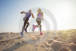 Couple during endurance training outdoors