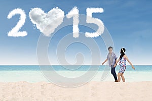 Couple enjoy a new year holiday at beach