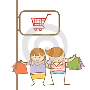 Couple enjoy shopping