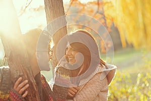 Couple enjoying autumn day in the park