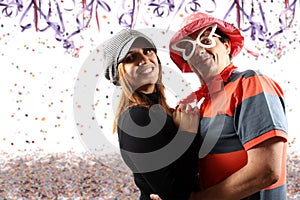 Couple enjoying a Carnival party