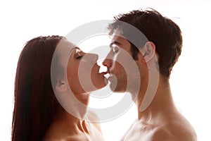 Couple Enjoying Erotic Kiss