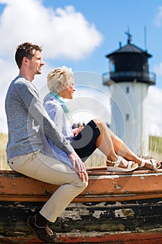 Couple enjoying holiday in beach dune