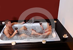 Couple enjoying jacuzzi